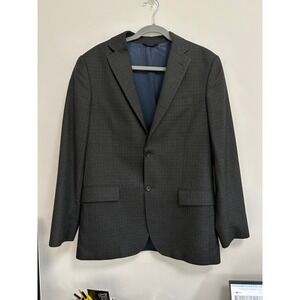 Banana Republic Men's 40R Dark Gray‎ Wool Check Plaid Blend Suit Jacket Blazer